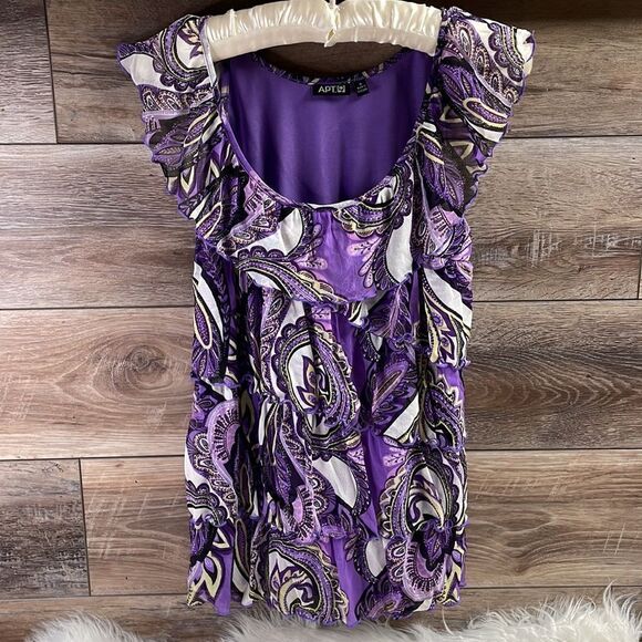 Apt 9 Ladies Sleeveless Dress Top, Size Small, Purple, Black & White - Picture 3 of 6